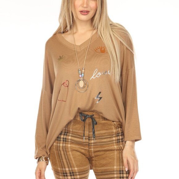 Tobacco color love rock Top - Picture 6 of 7